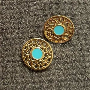 Gold/turquoise enamel earrings